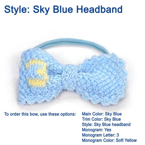 Image of Custom Monogram Knit Bows