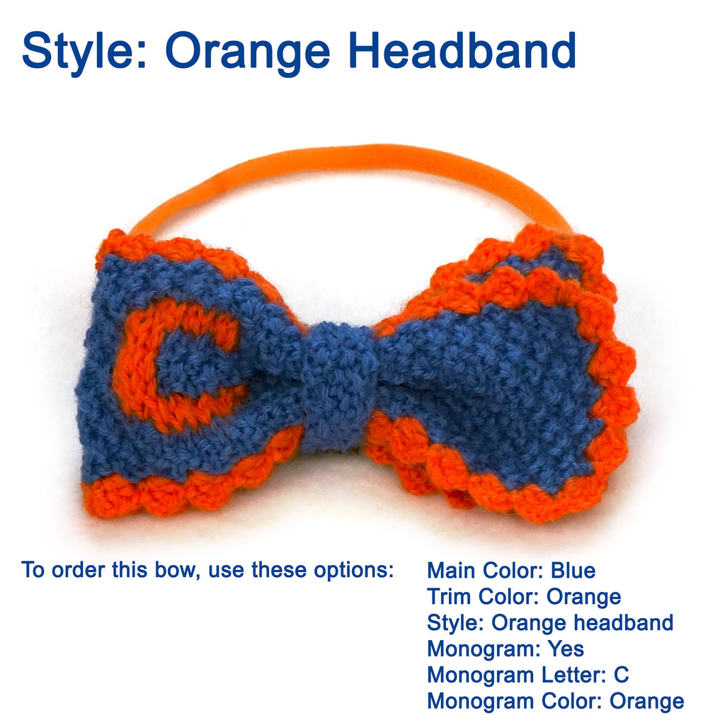 Custom Monogram Knit Bows
