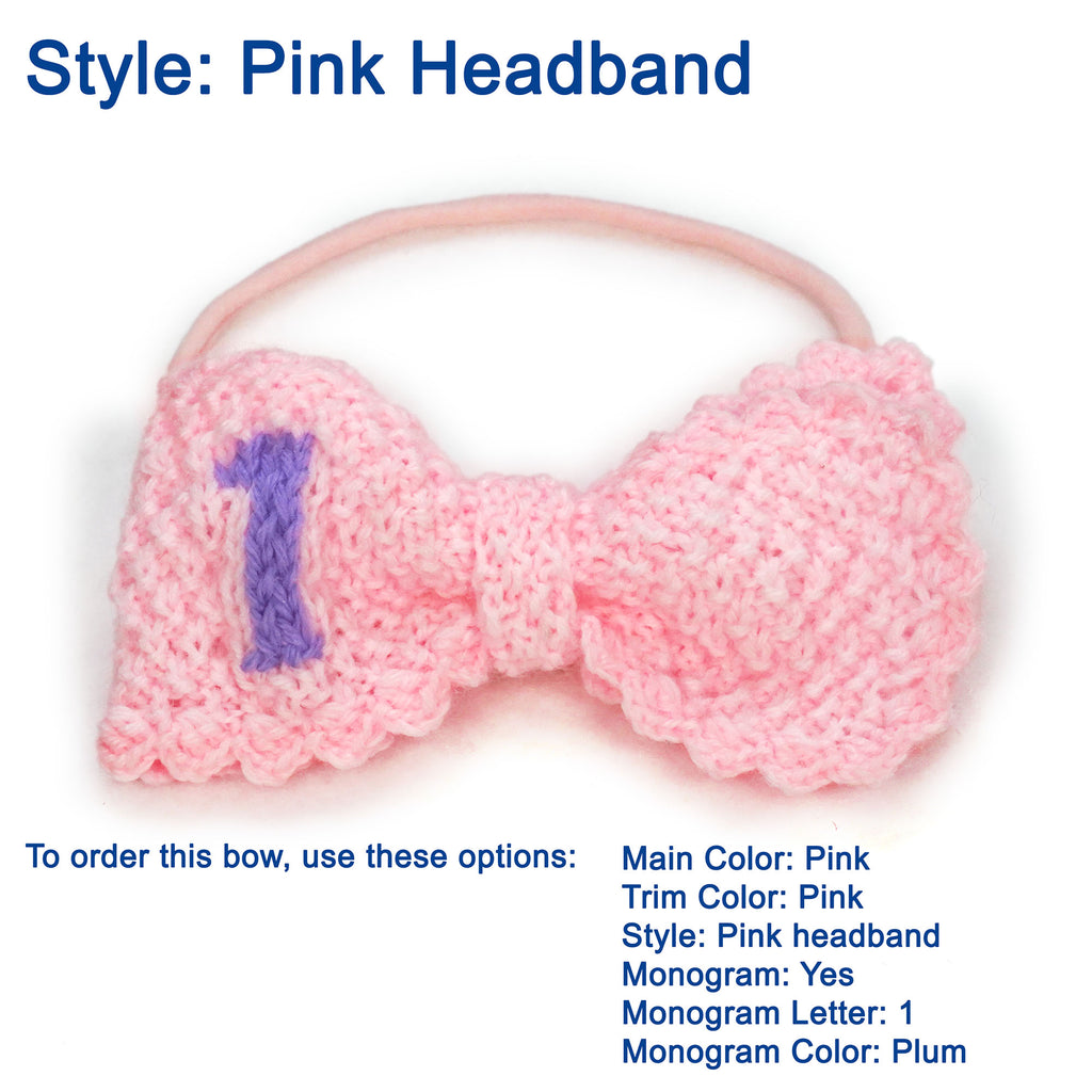 Custom Monogram Knit Bows
