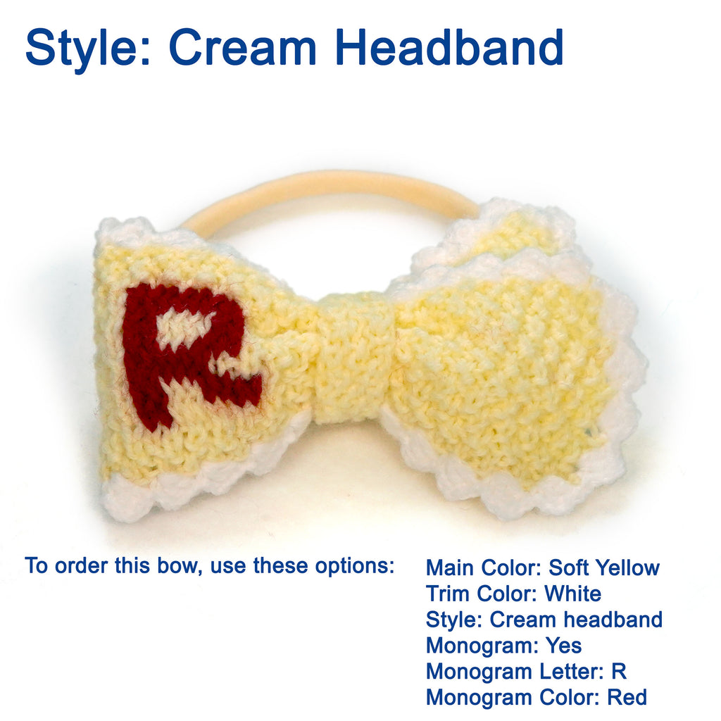 Custom Monogram Knit Bows