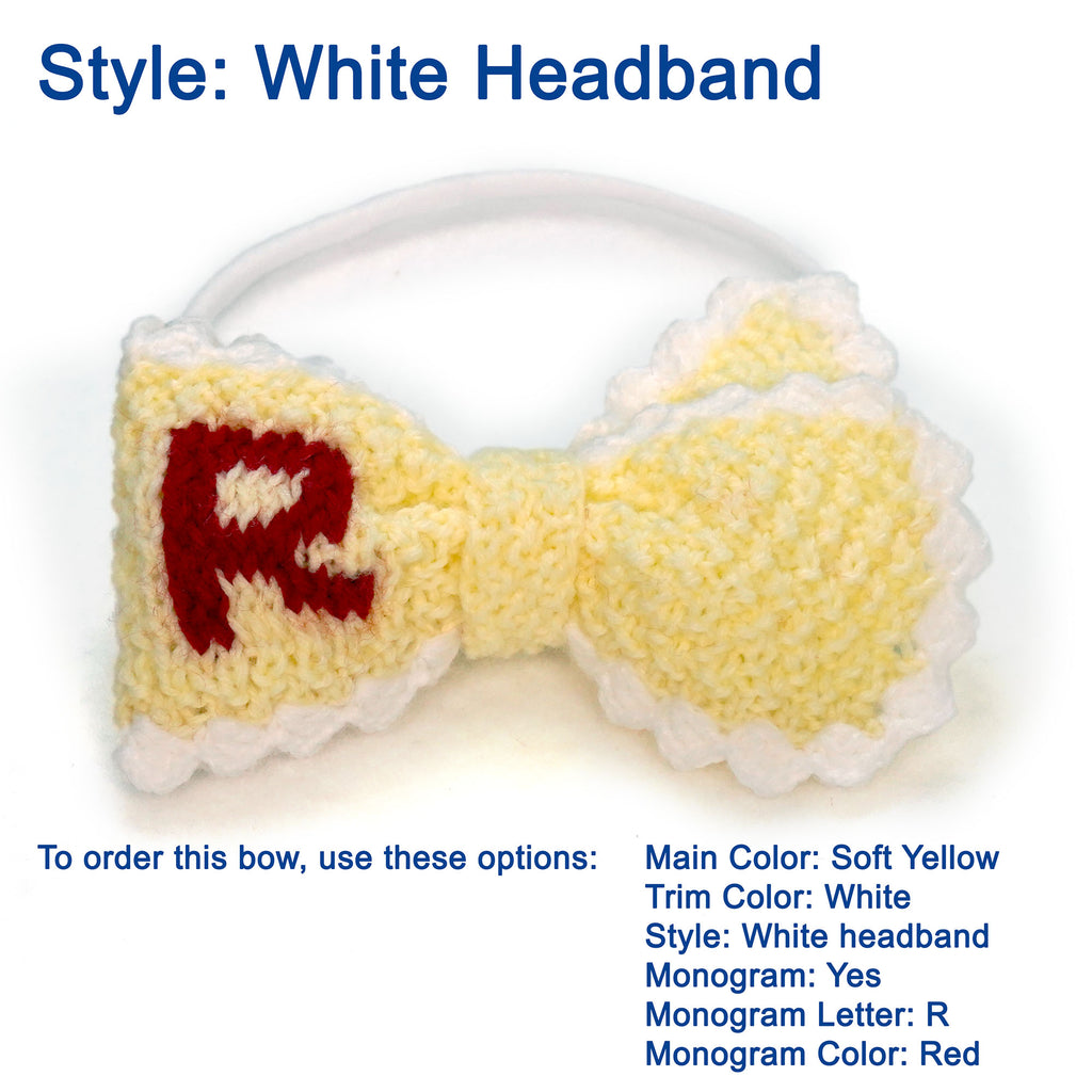 Custom Monogram Knit Bows